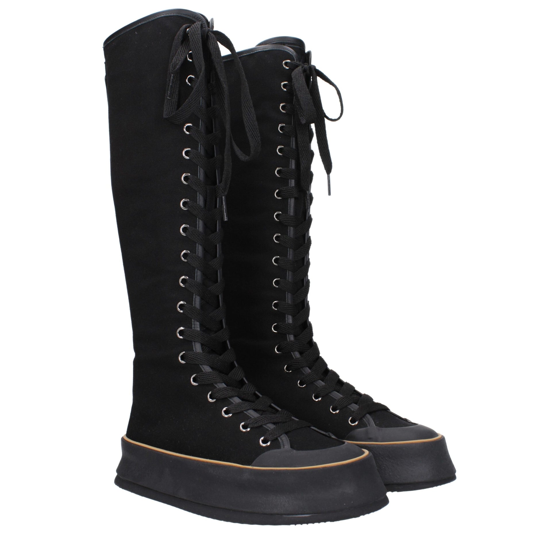Max Mara Black Fabric Lace-Up Boots