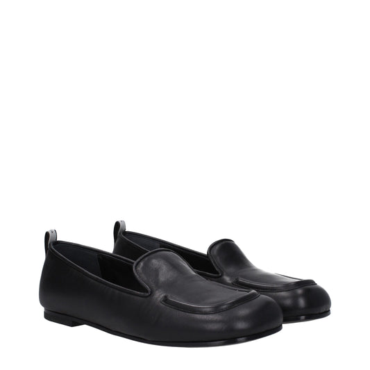 Premiata Black Leather Slip-On Loafers