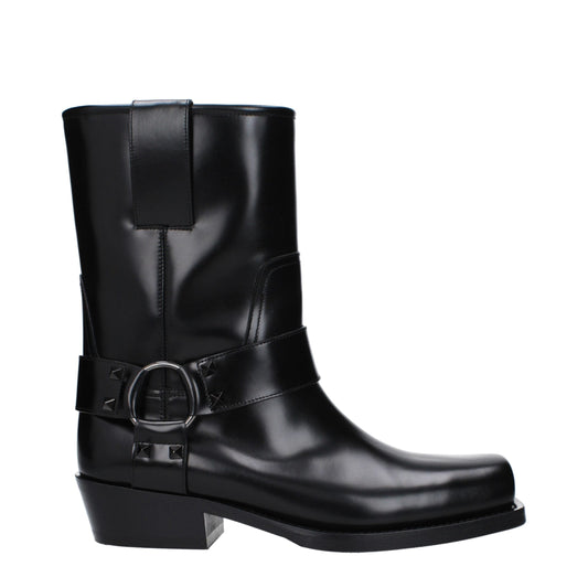 Valentino Garavani Black Leather Ankle Boots