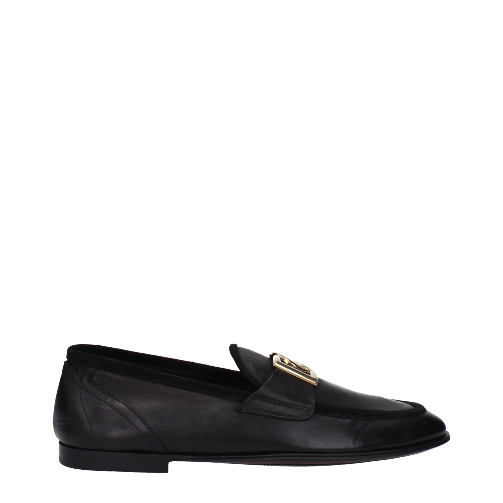 Dolce & Gabbana Black Leather Slip-On Loafers