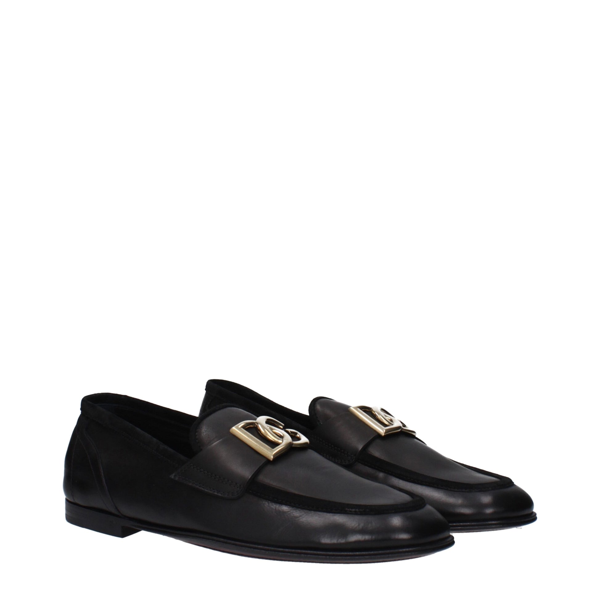 Dolce & Gabbana Black Leather Slip-On Loafers
