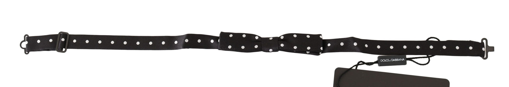 Dolce & Gabbana Black 100% Silk Polka Dot Adjustable Neck Bow Tie