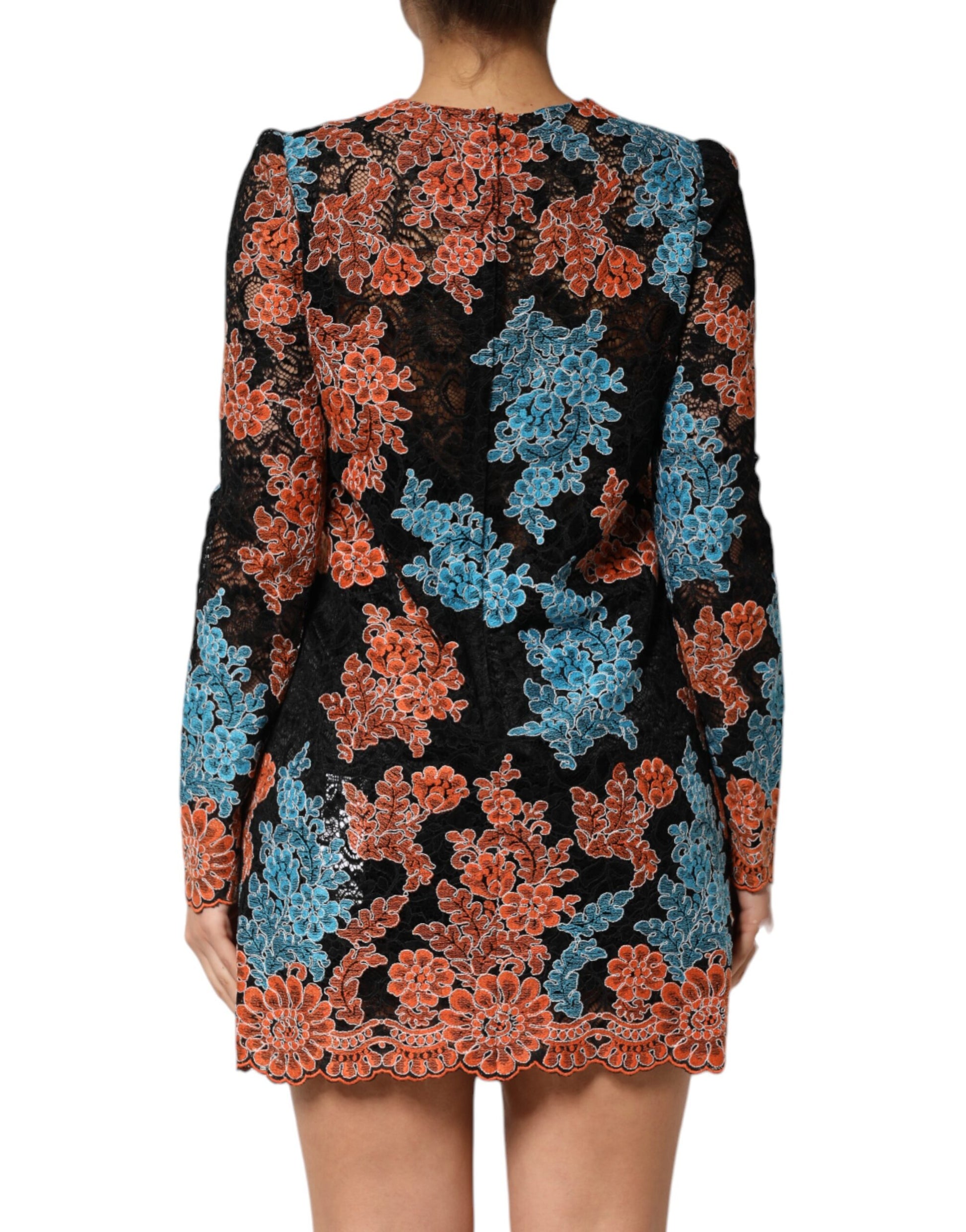 Dolce & Gabbana Multicolor Floral Embroidery Shift Mini Dress