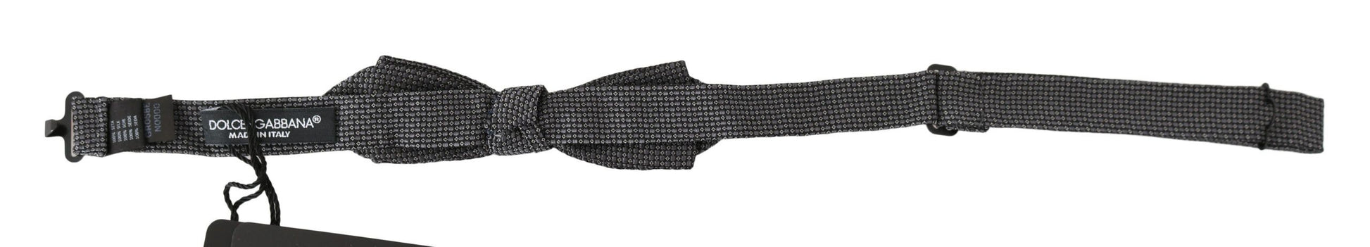 Dolce & Gabbana Gray Patterned Silk Adjustable Neck Bow Tie Papillon