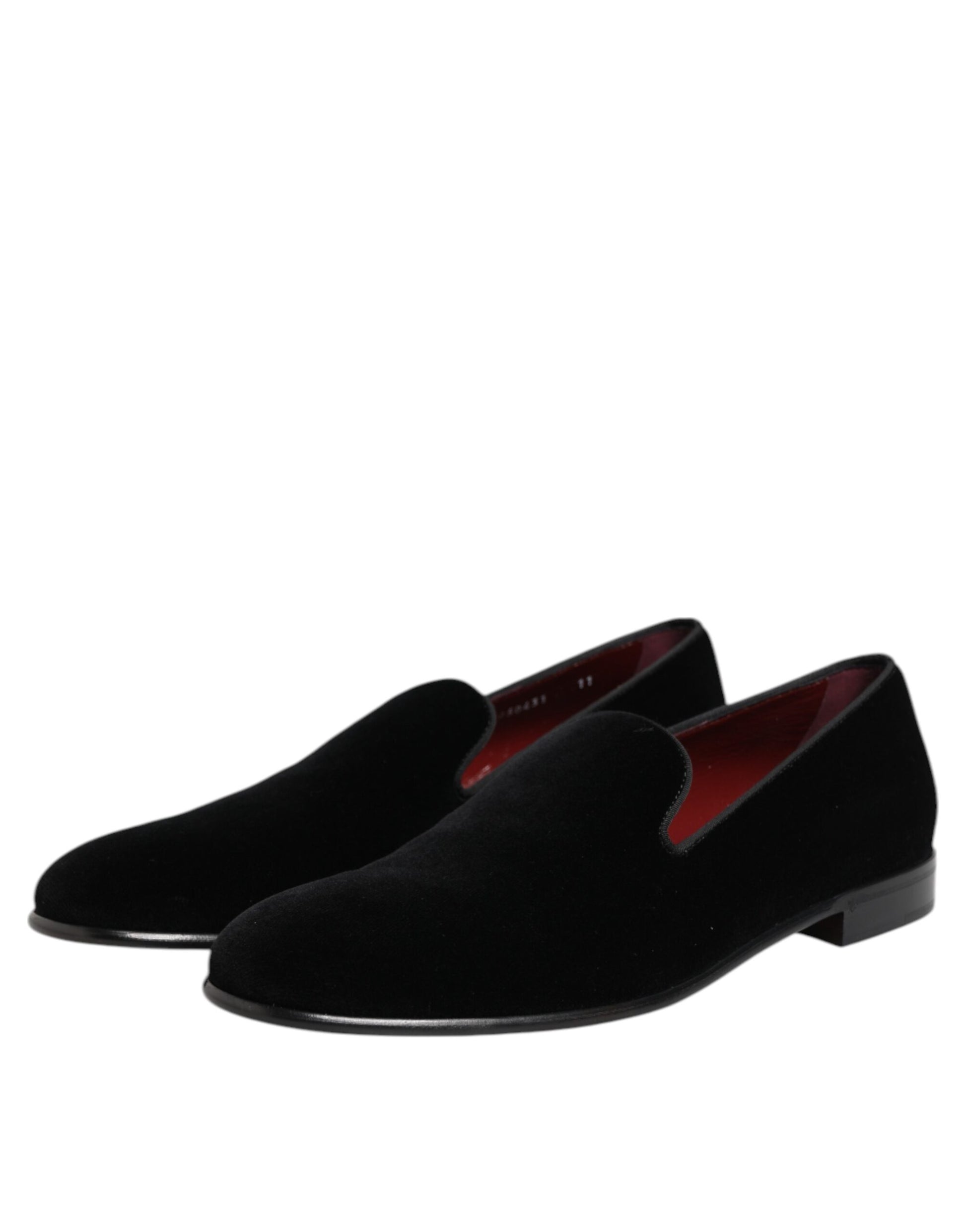 Dolce & Gabbana Black Velvet Slip On Loafers Men Formal Shoes