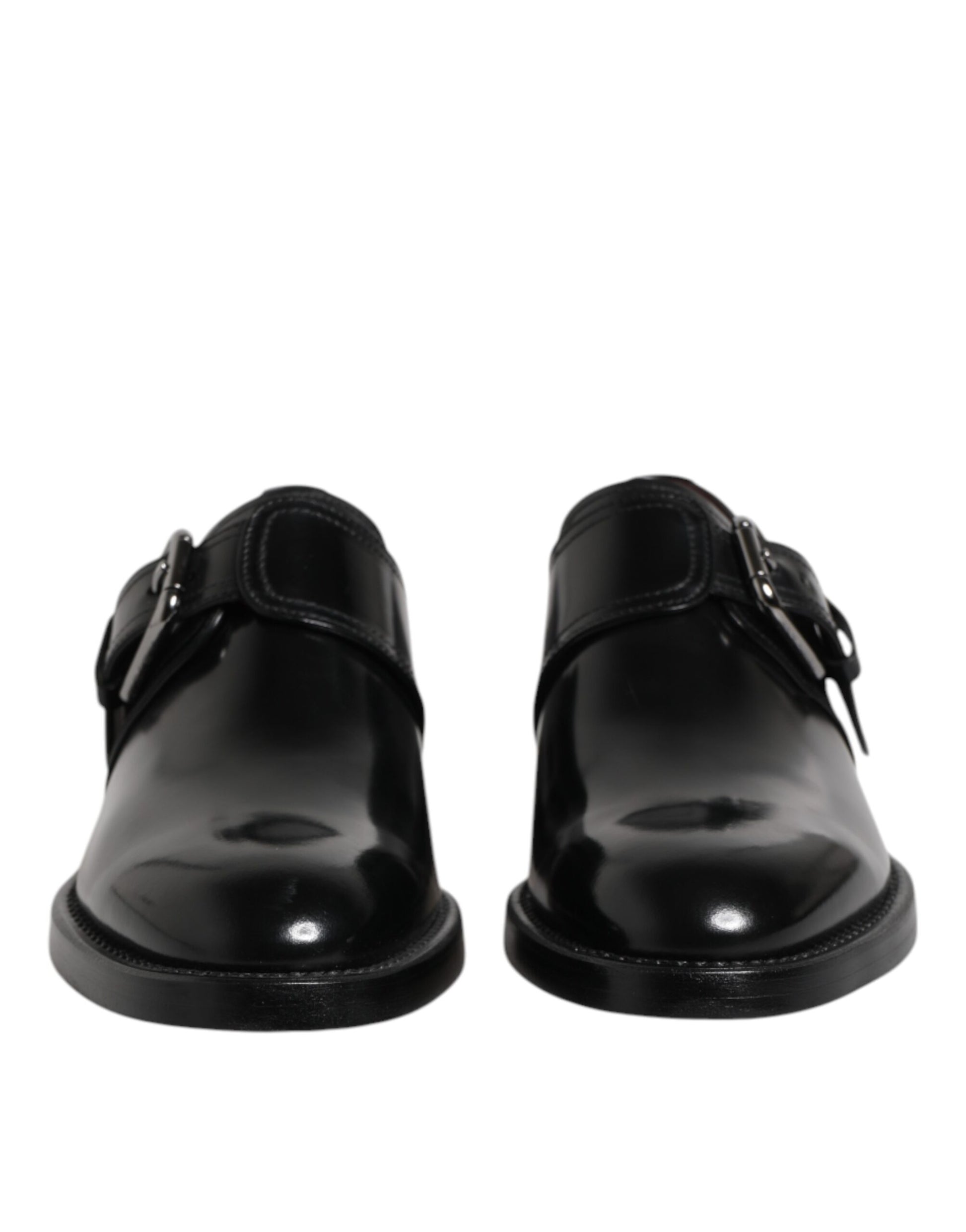 Dolce & Gabbana Black Leather Monk Strap Derby Formal Shoes