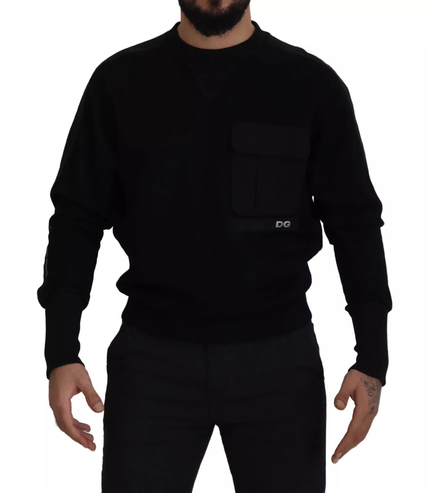 Dolce & Gabbana Black Cotton Crewneck Sweatshirt Sweater
