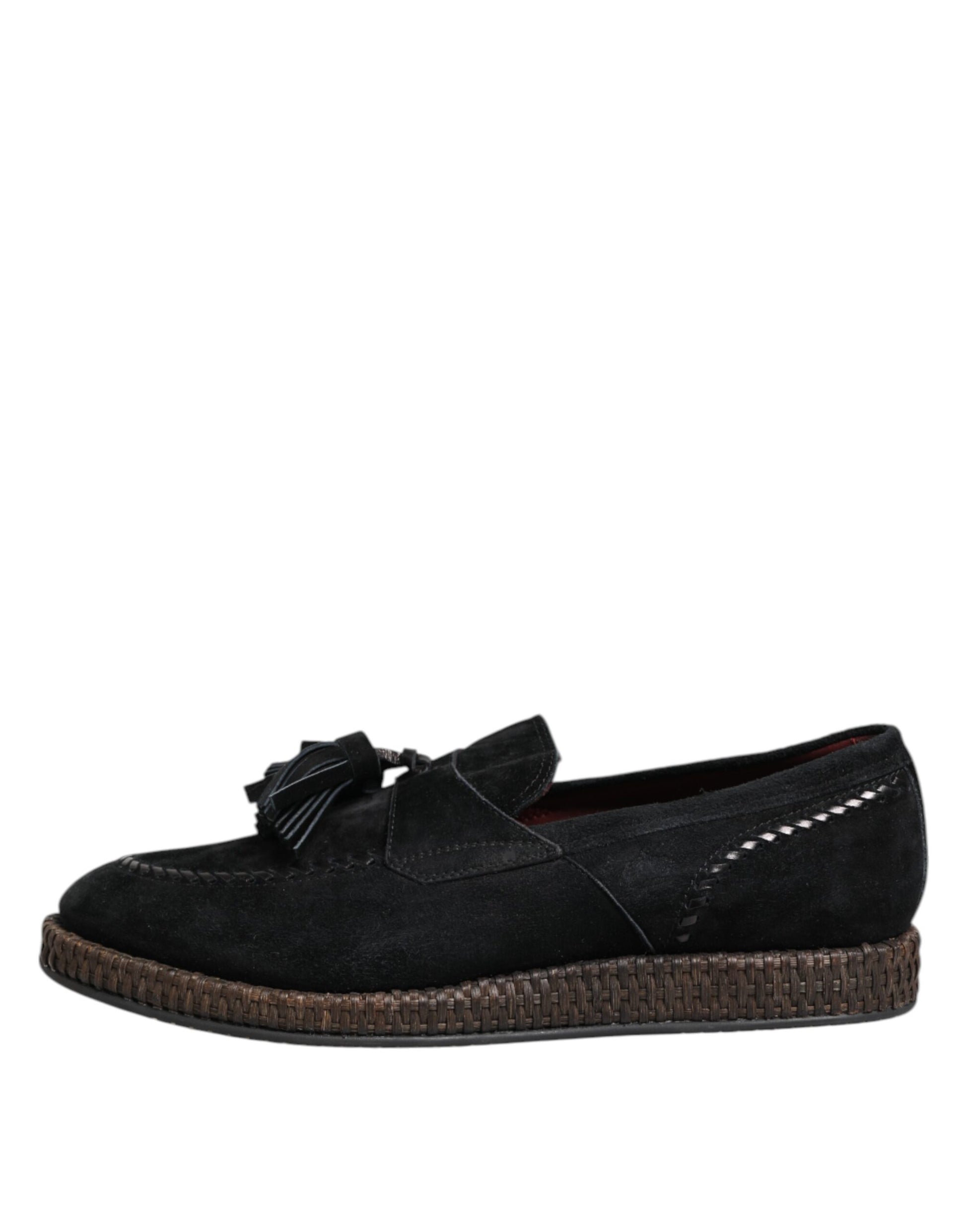Dolce & Gabbana Black Suede Tassel Embellished Loafers Shoes