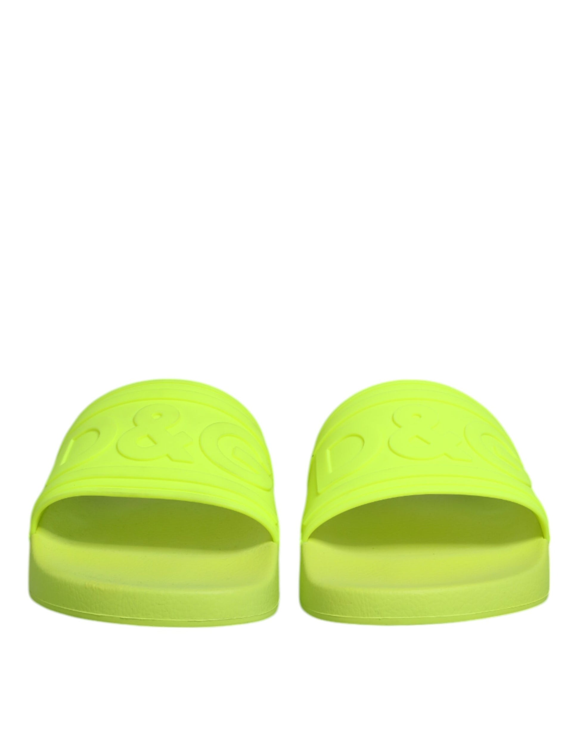 Dolce & Gabbana Green Rubber Slides Sandals Beachwear Shoes