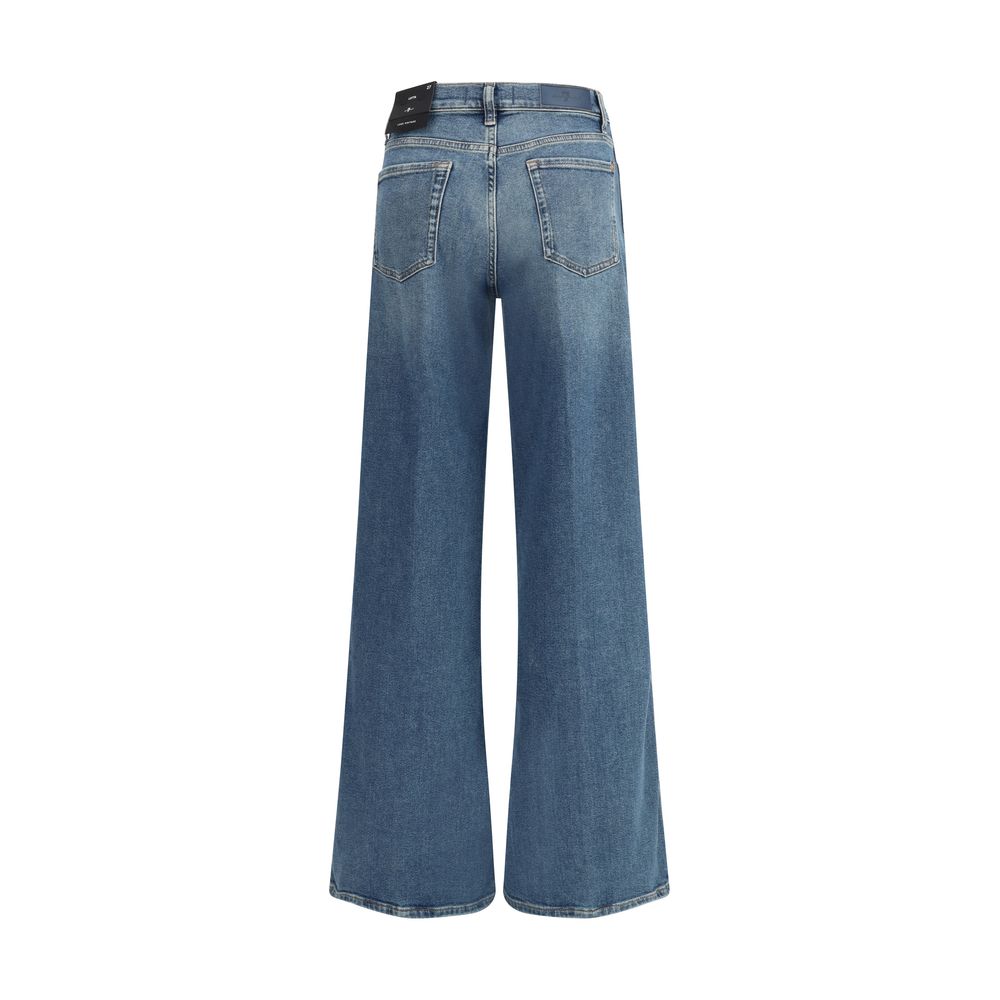 7FOR Blue Cotton Flared Jeans