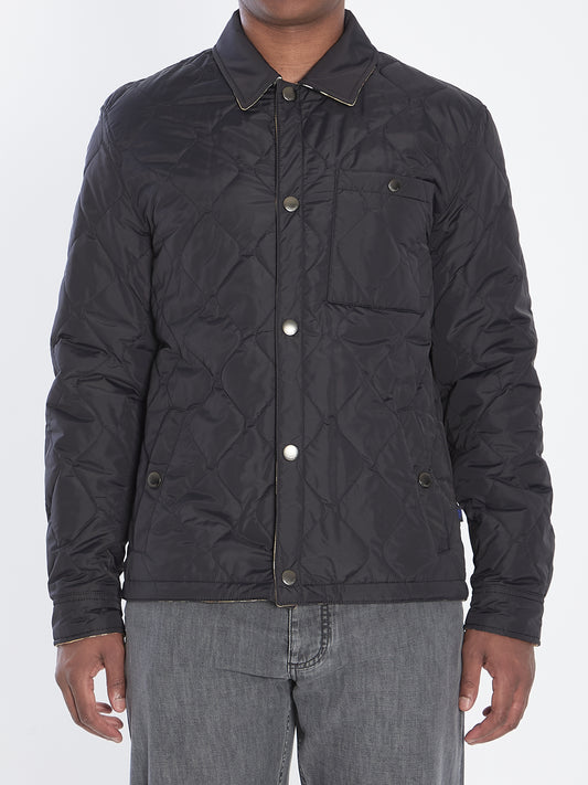 Reversible overshirt in quilted nylon