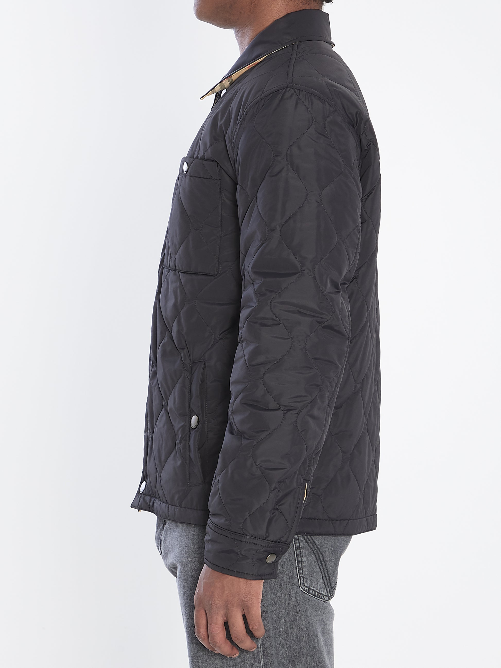 Reversible overshirt in quilted nylon