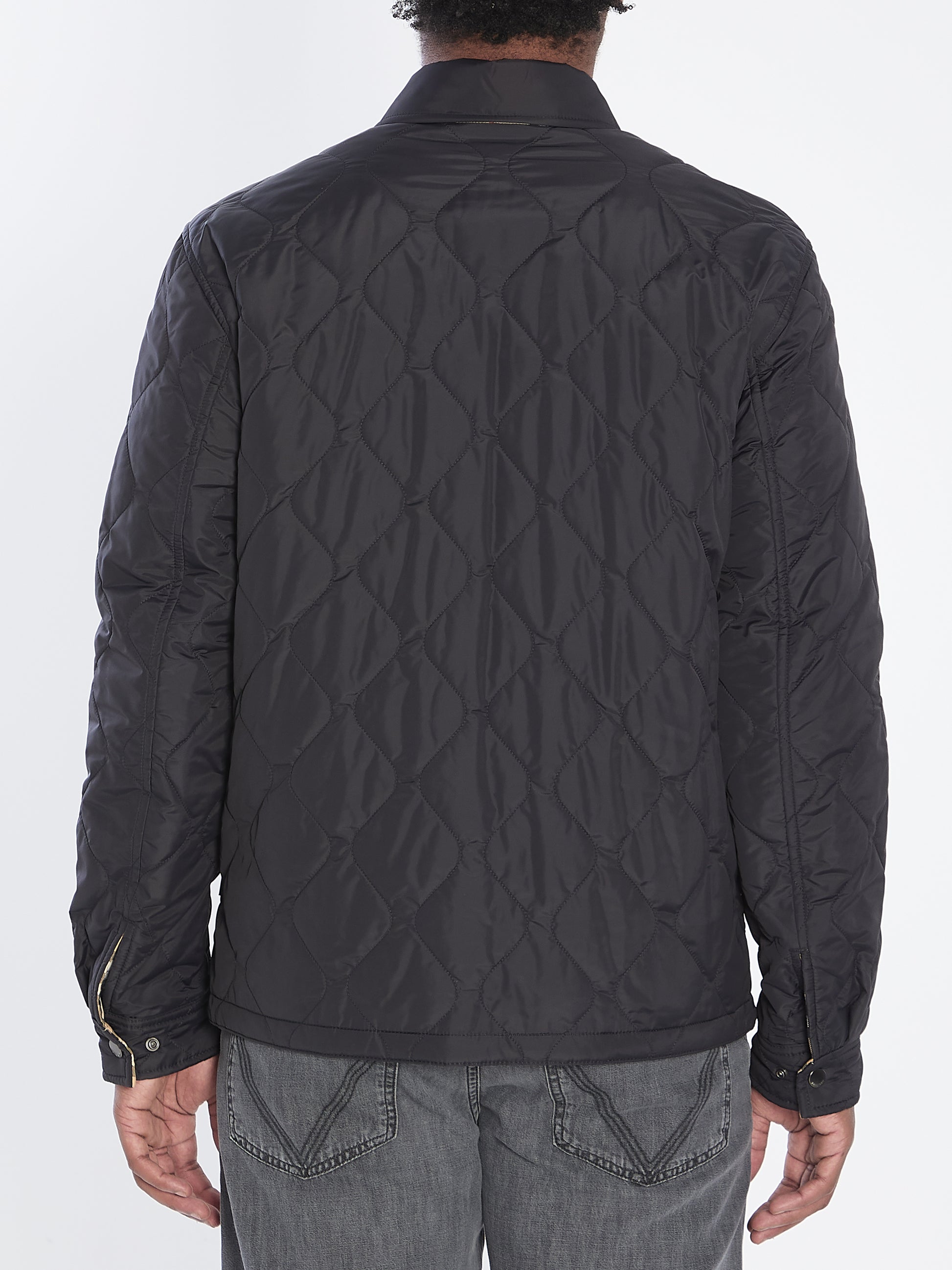 Reversible overshirt in quilted nylon