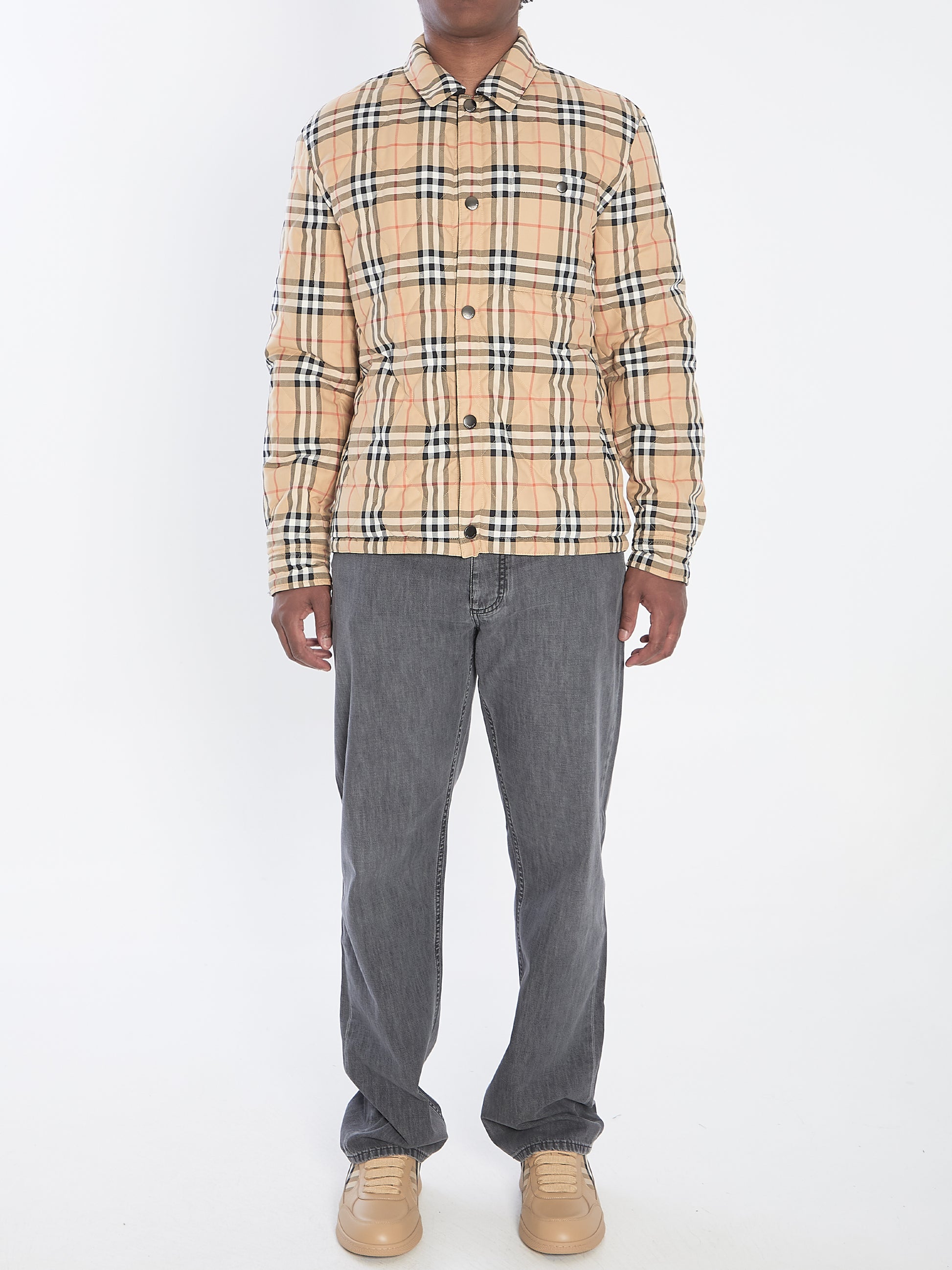 Reversible overshirt in quilted nylon