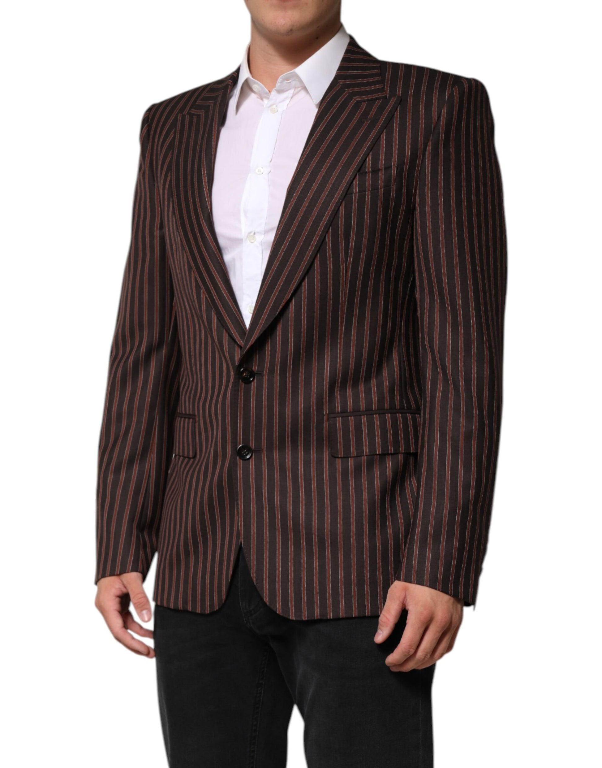 Dolce & Gabbana Black Brown Stripe Single Breasted Blazer