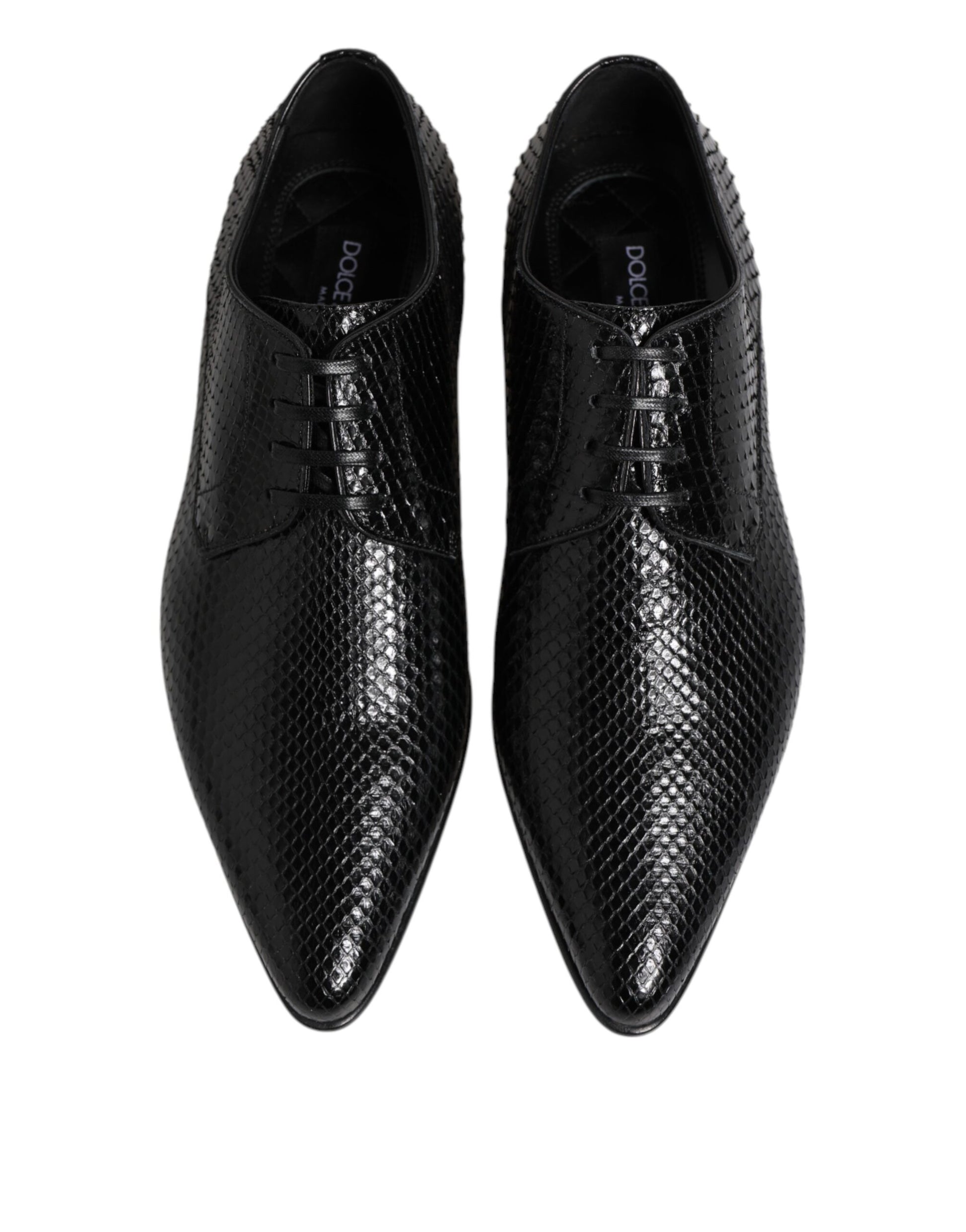 Dolce & Gabbana Black Exotic Leather Lace Up Derby Shoes