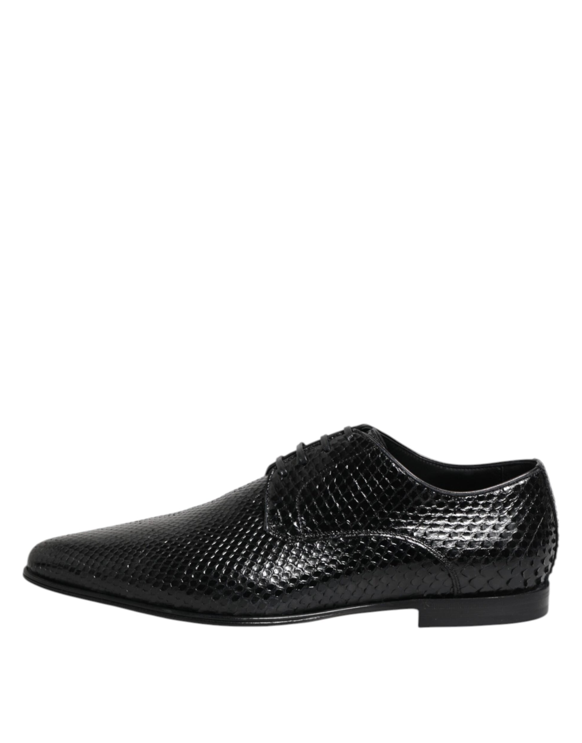 Dolce & Gabbana Black Exotic Leather Lace Up Derby Shoes