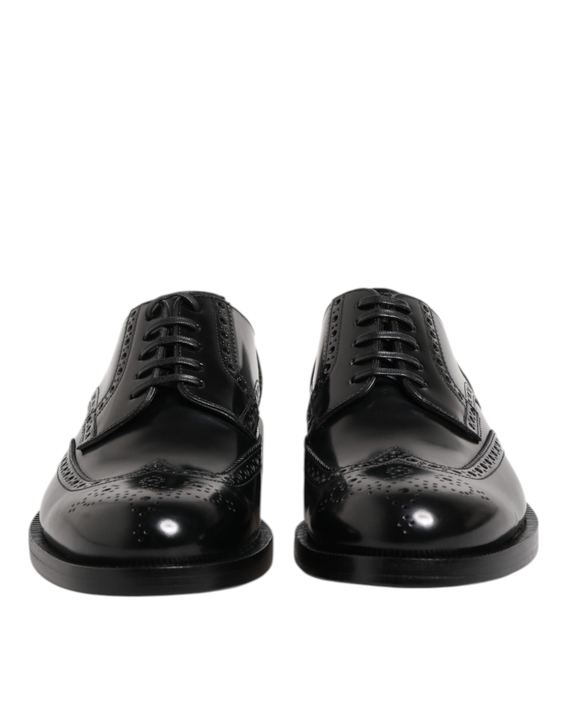 Dolce & Gabbana Black Leather Derby Wingtip Formal Shoes