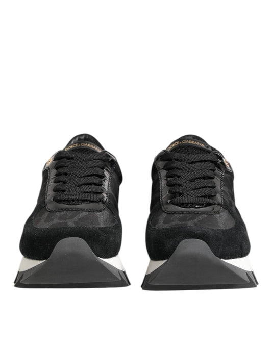 Dolce & Gabbana Black Gray Leopard Low Top Sneakers Shoes