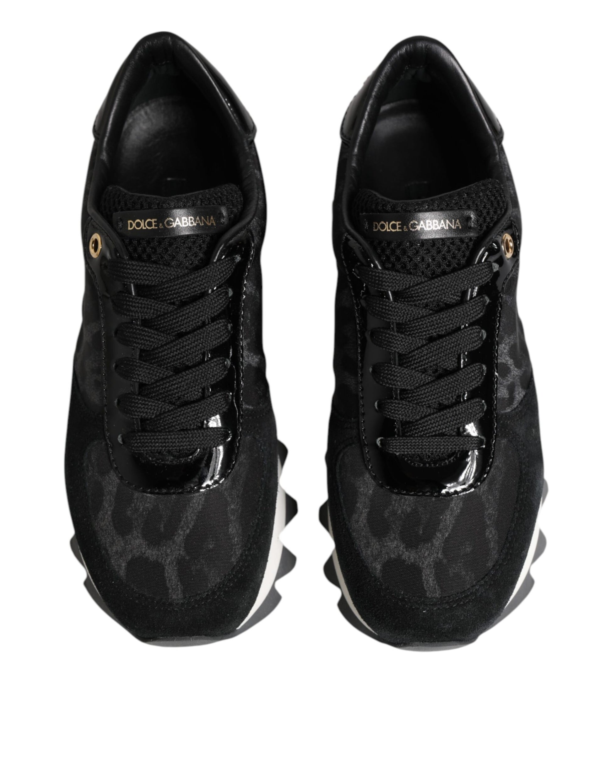 Dolce & Gabbana Black Gray Leopard Low Top Sneakers Shoes