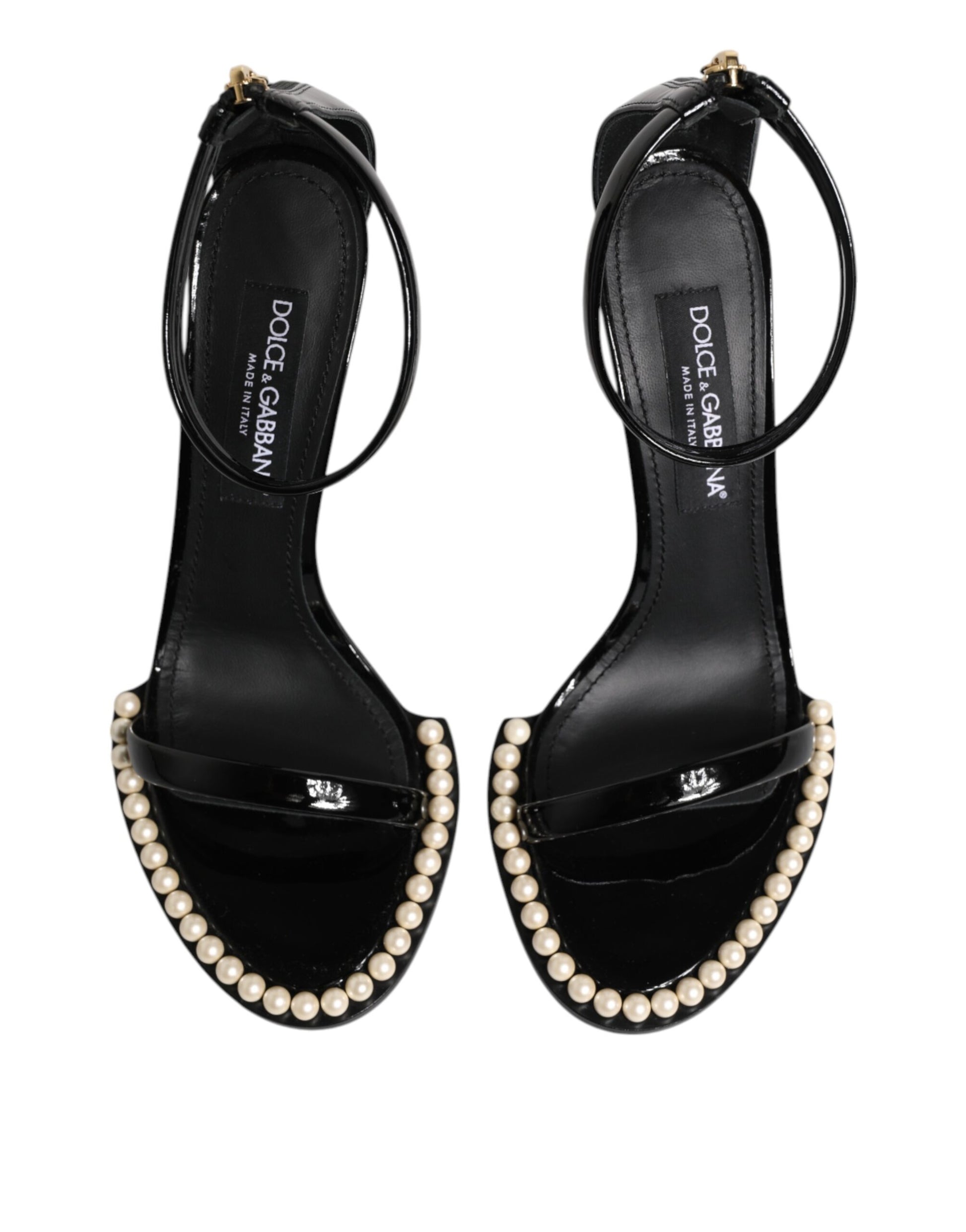 Dolce & Gabbana Black KEIRA Pearl Embellished Sandals Shoes