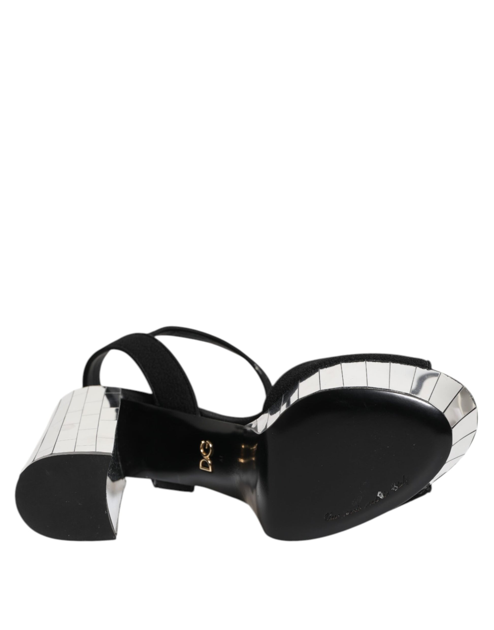 Dolce & Gabbana Black Crystal Ankle Strap Keira Sandal Shoes