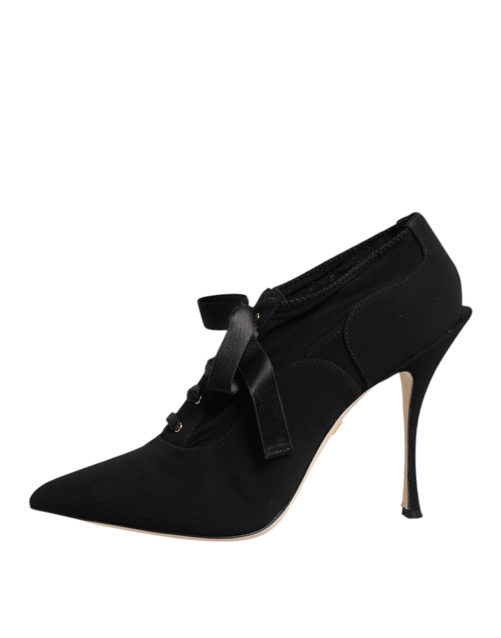 Dolce & Gabbana Black Lace Up Stiletto Heels Pumps Shoes
