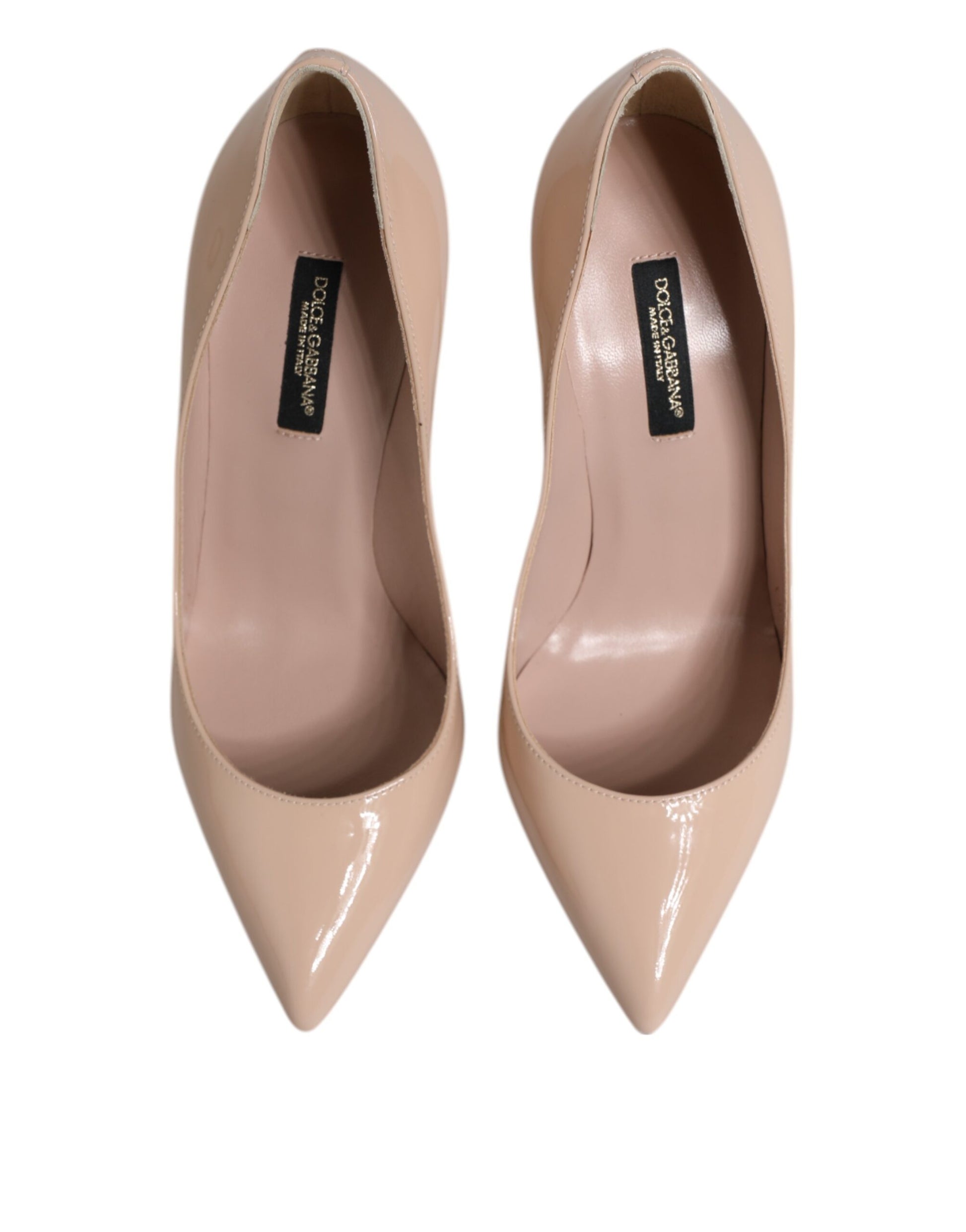 Dolce & Gabbana Beige Patent Leather Stiletto Heel Pumps Shoes