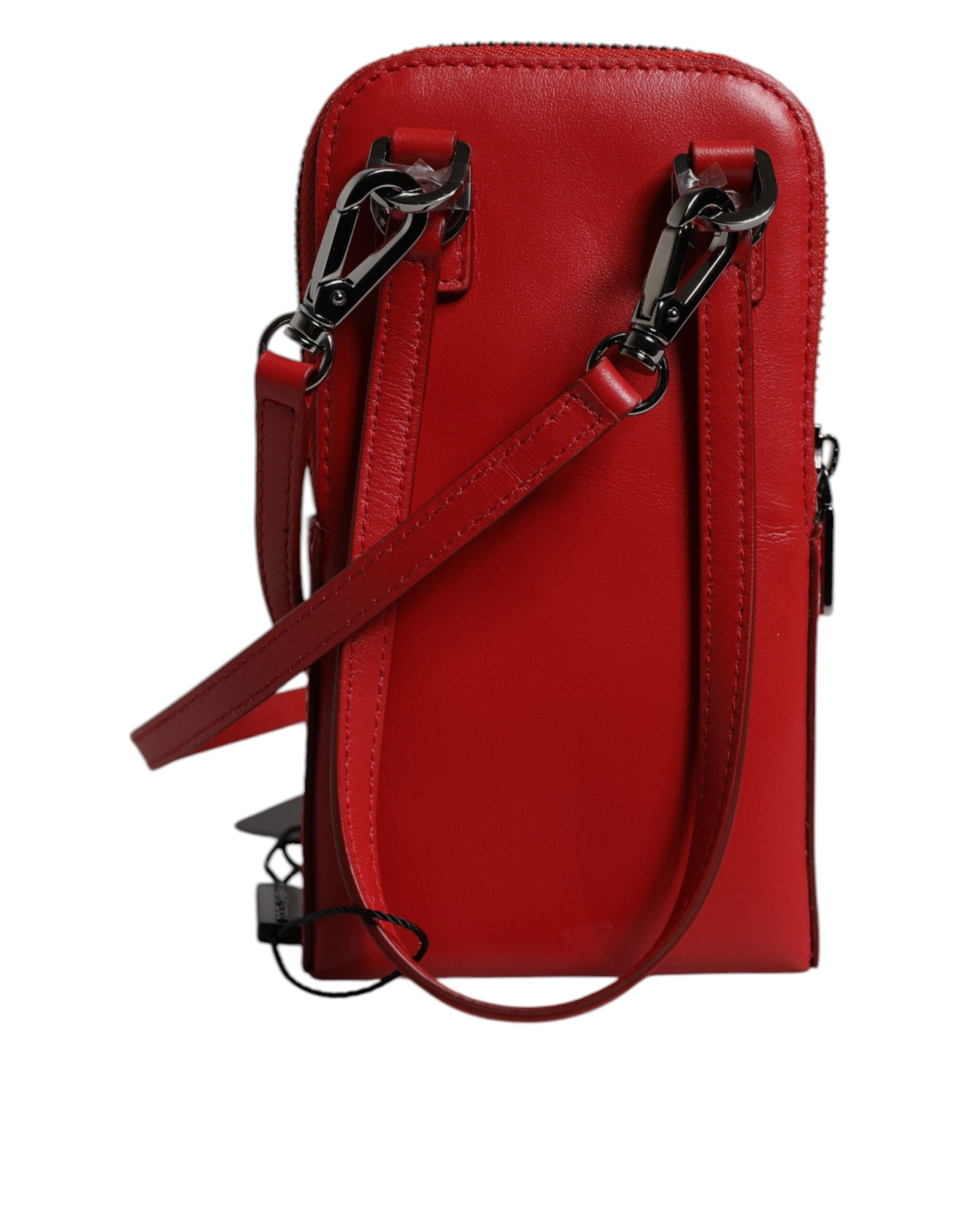 Dolce & Gabbana Red Leather Purse Phone Sling Crossbody Neck Strap Bag
