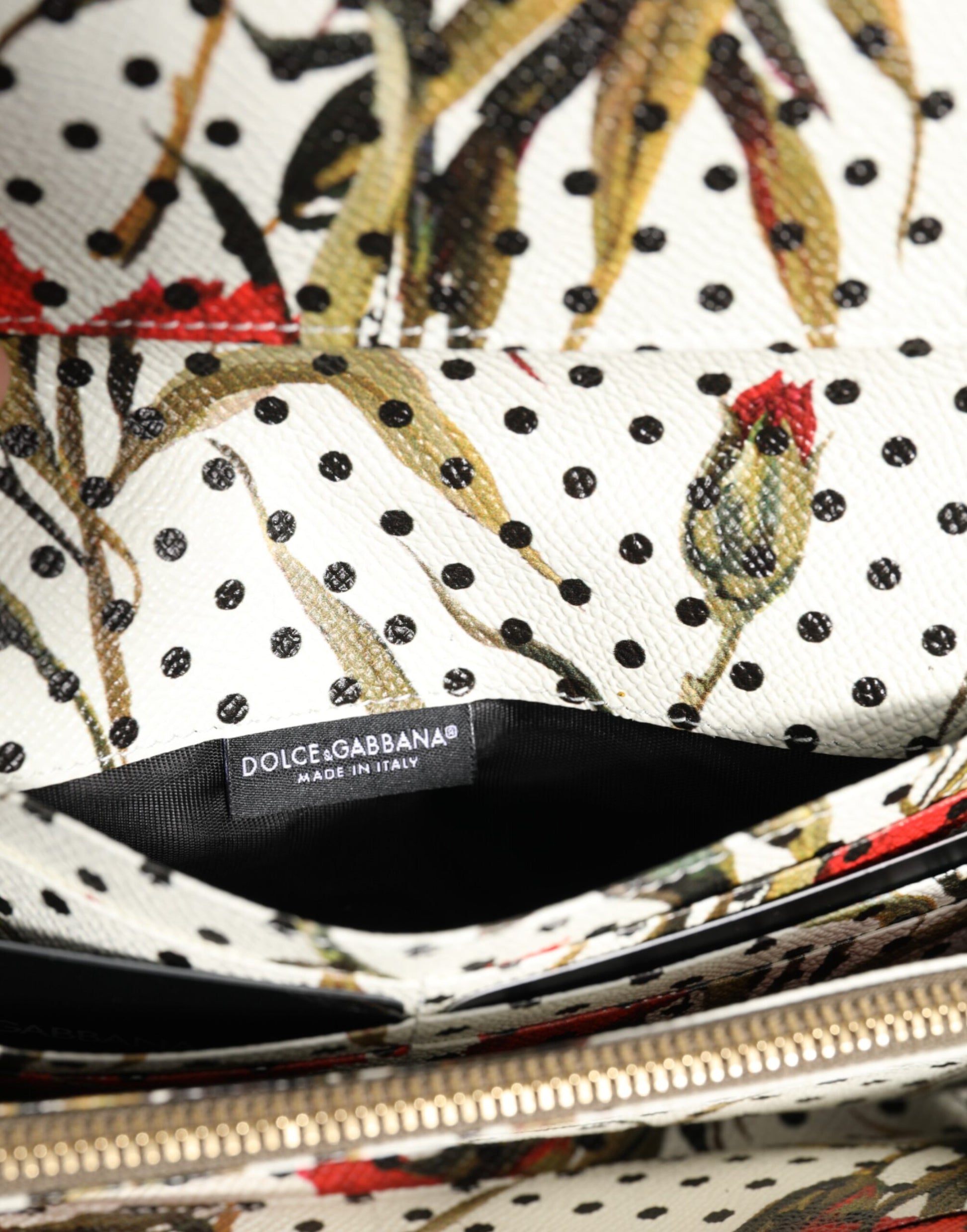 Dolce & Gabbana Black Leather Trifold Logo Plaque Card Holder Wallet