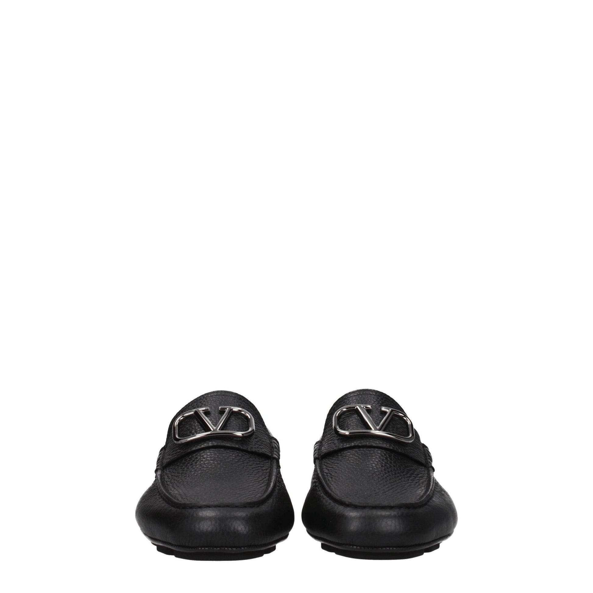 Valentino Garavani Black Leather Slip-On Loafers