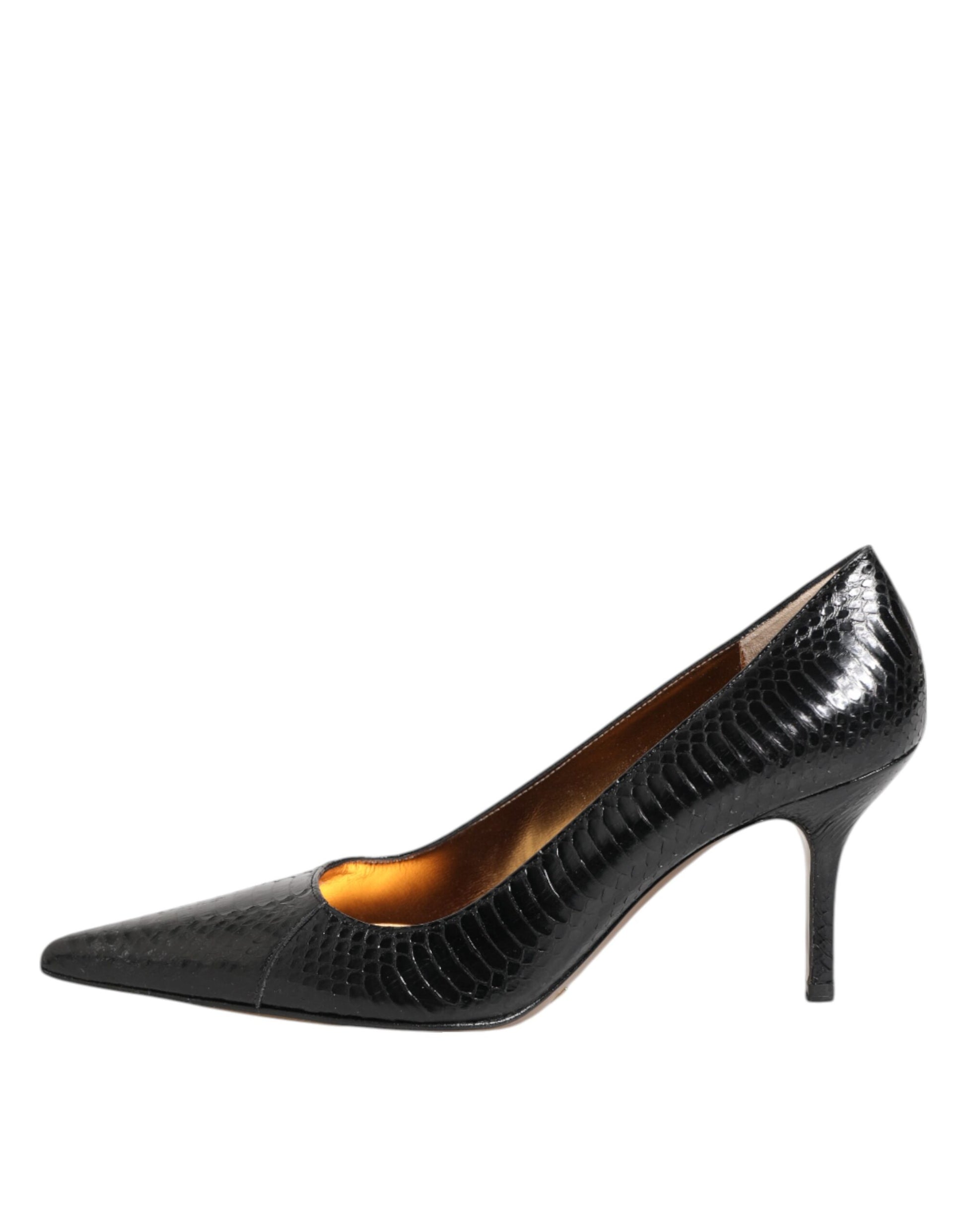 Dolce & Gabbana Black Exotic Leather Stiletto Pumps Shoes