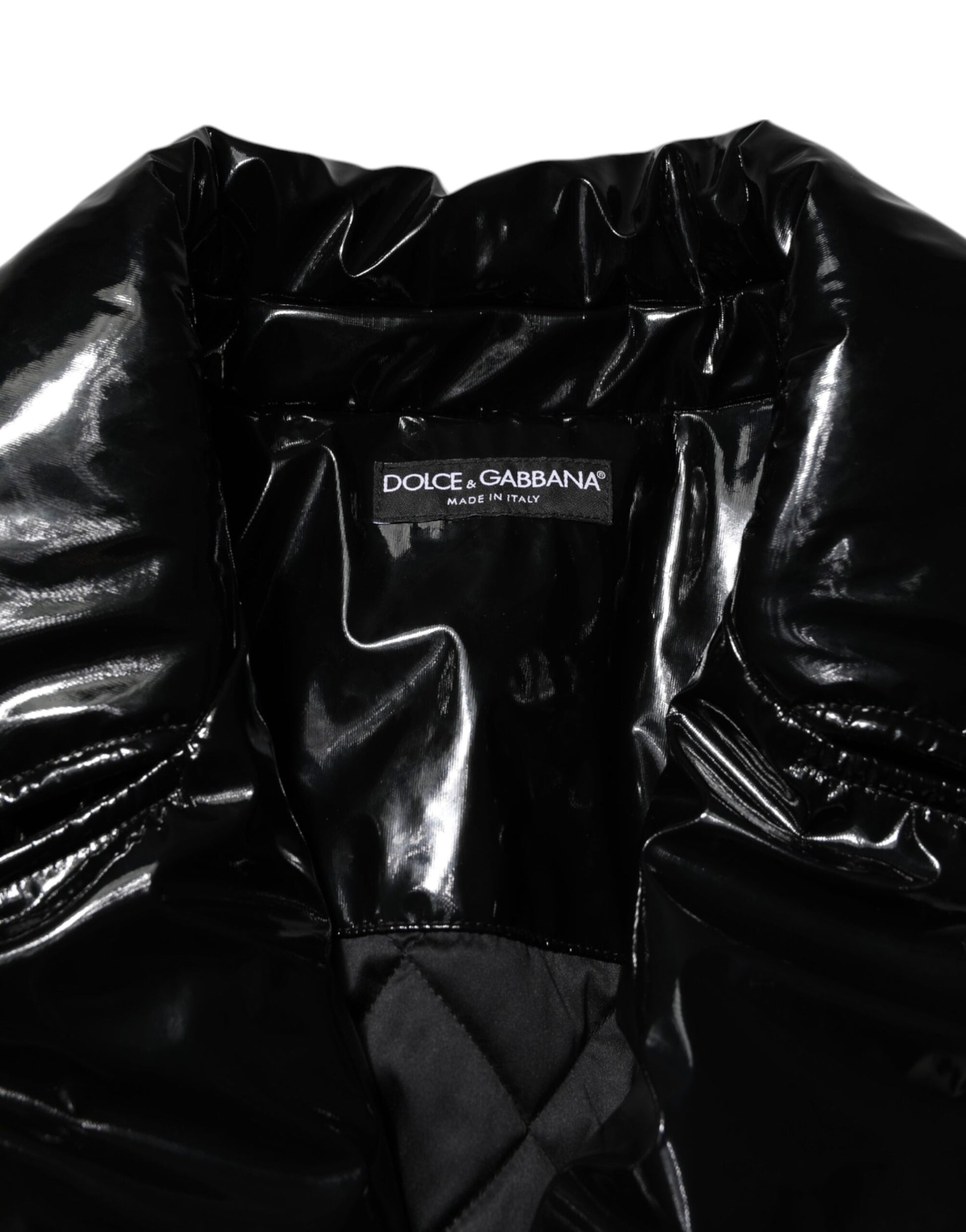 Dolce & Gabbana Black Polyester Quilted Puffer Coat Jacket