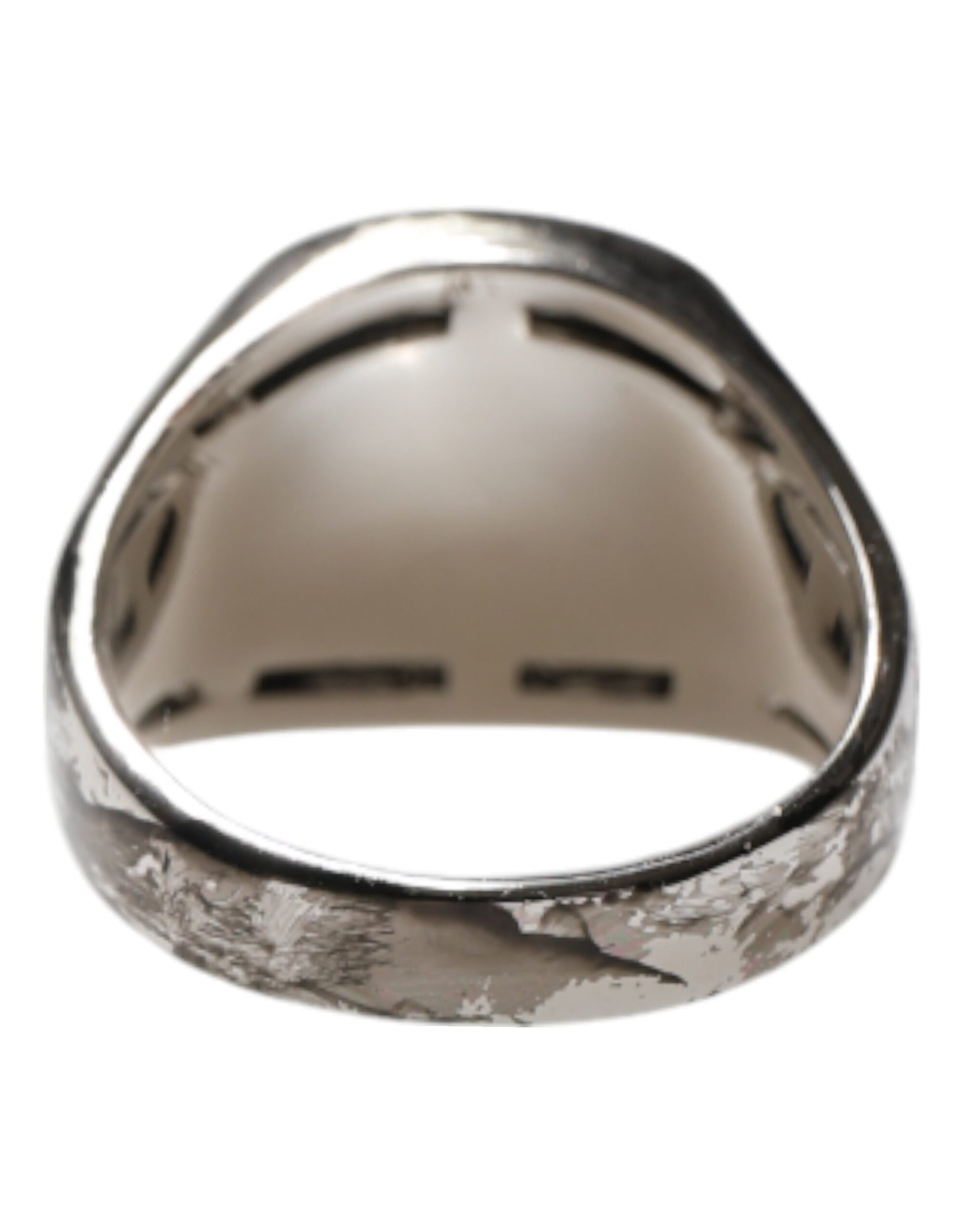 Dolce & Gabbana Silver Tone Engraved Two Color Real Brass Ring