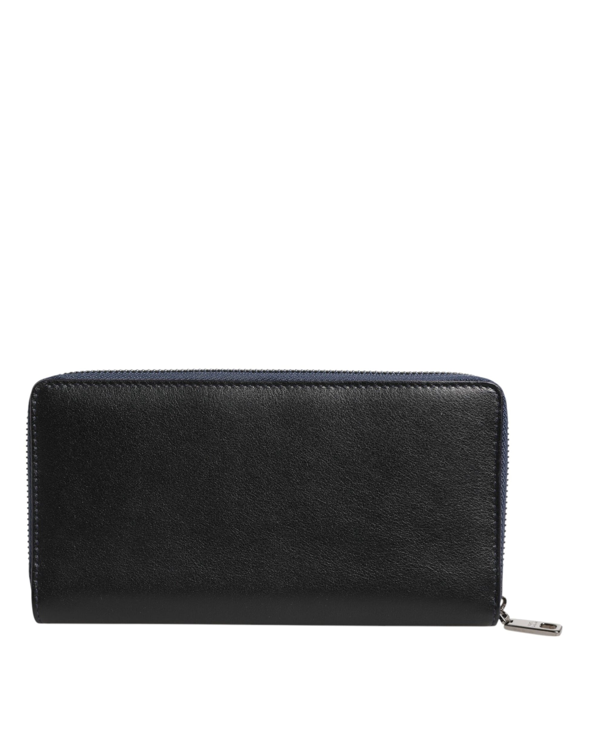 Dolce & Gabbana Black Blue Exotic Leather Men Continental Clutch Wallet