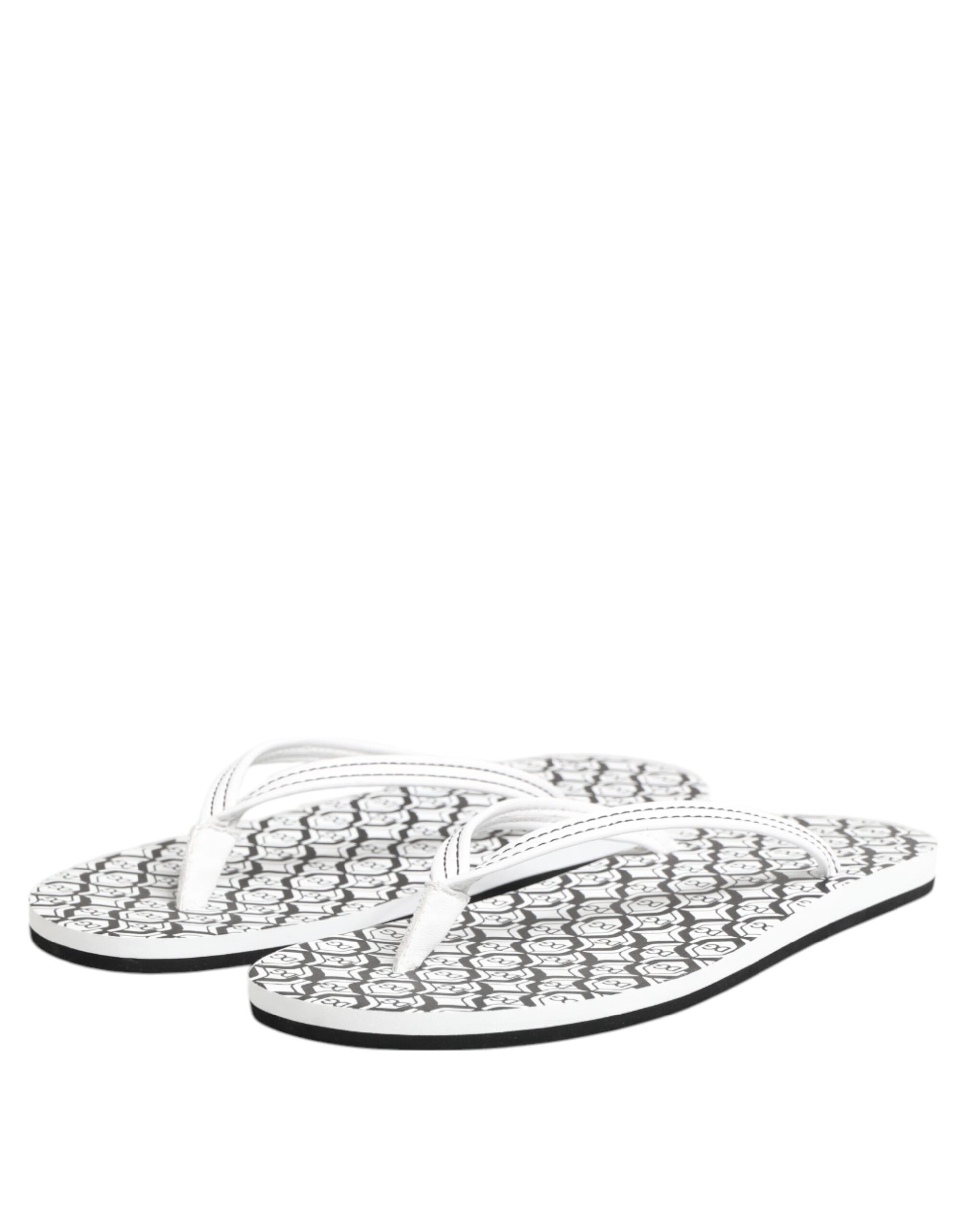 Dolce & Gabbana Black White Logo Beachwear Flats Slipper Shoes