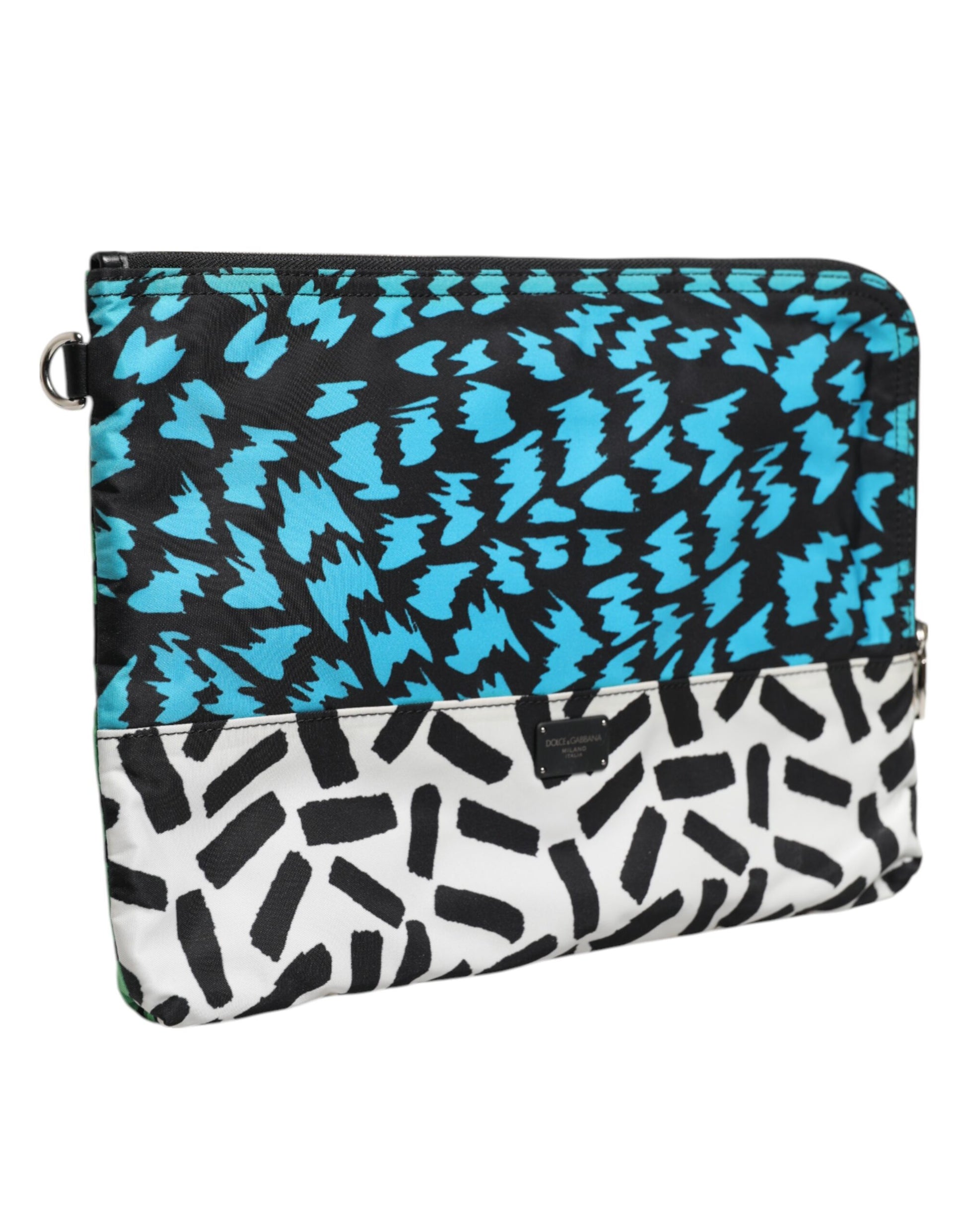 Dolce & Gabbana Multicolor Printed Nylon Logo Plaque Men Clutch Pouch Bag