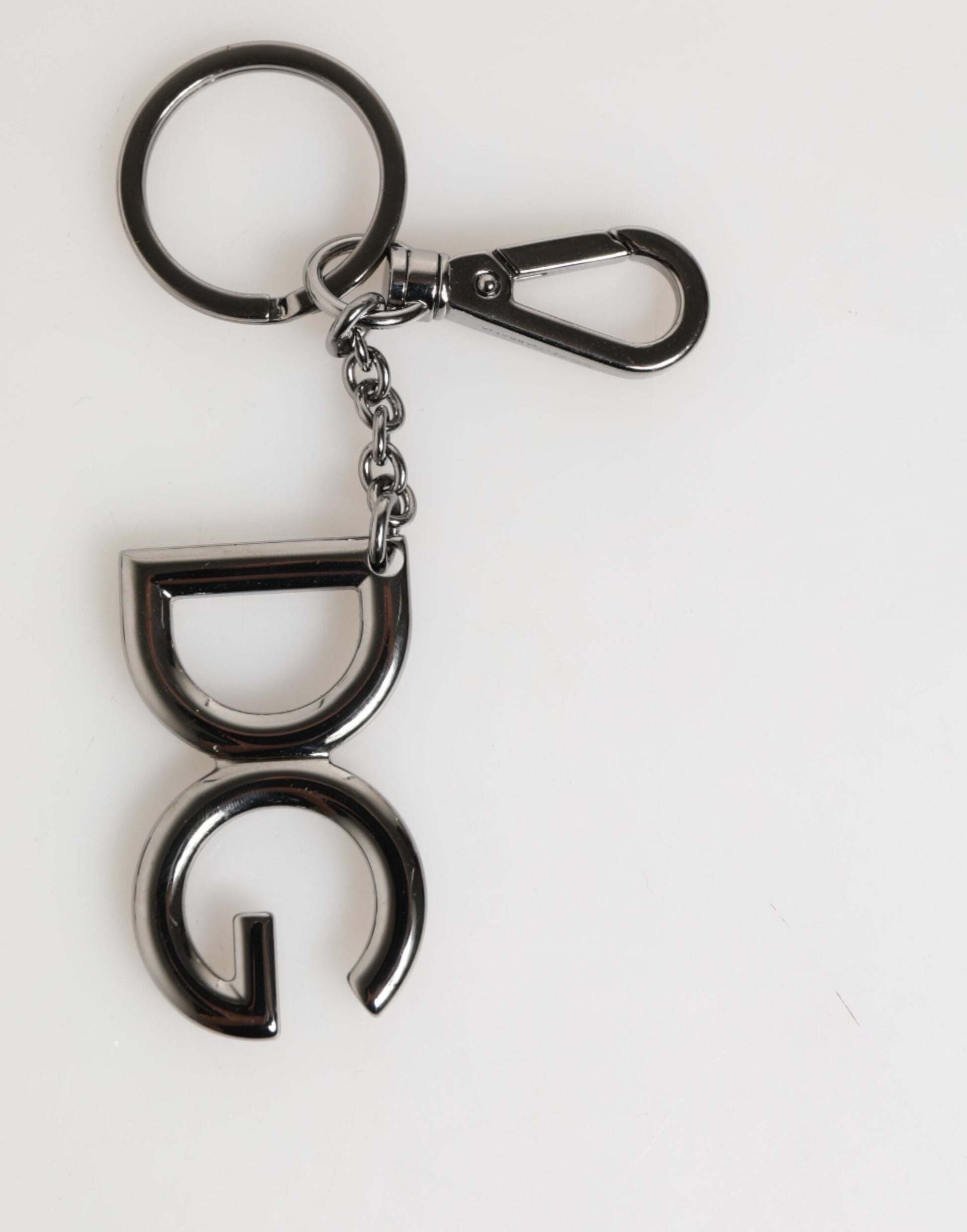 Dolce & Gabbana Silver Brass DG Logo Metal Keychain Holder Men Keyring