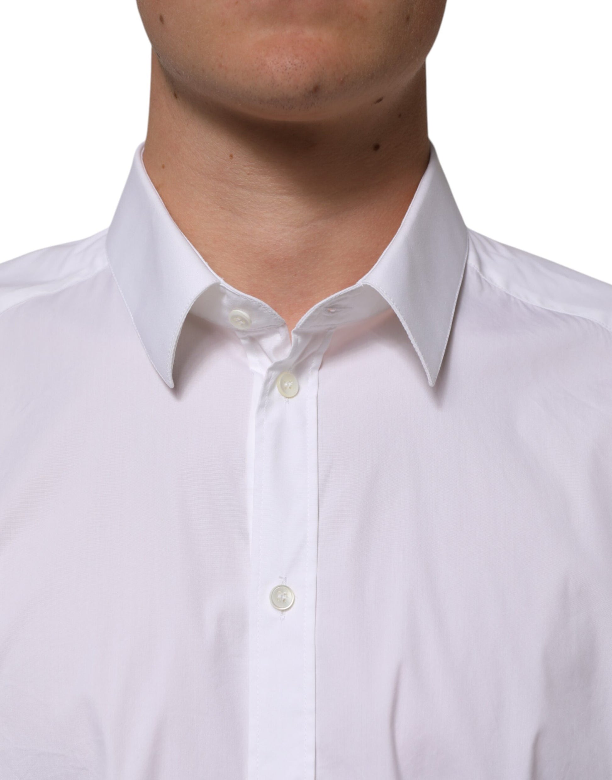 Dolce & Gabbana White Cotton GOLD Long Sleeves Formal Shirt