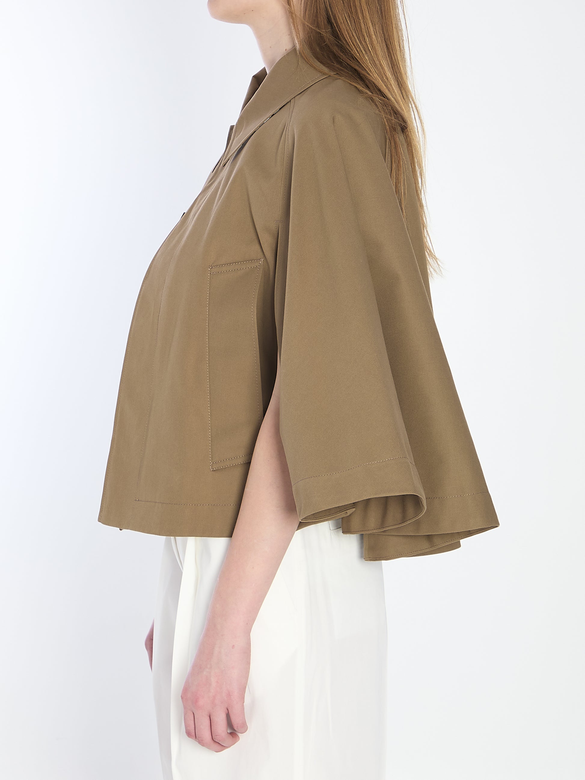 Cotton-blend cropped cape