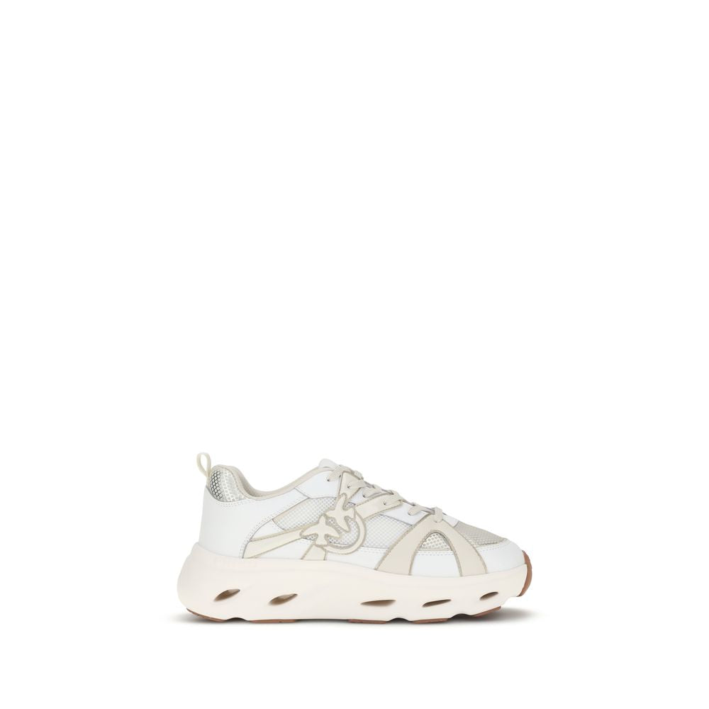 PINKO White Calf Leather Bos Taurus Chunky Sneakers