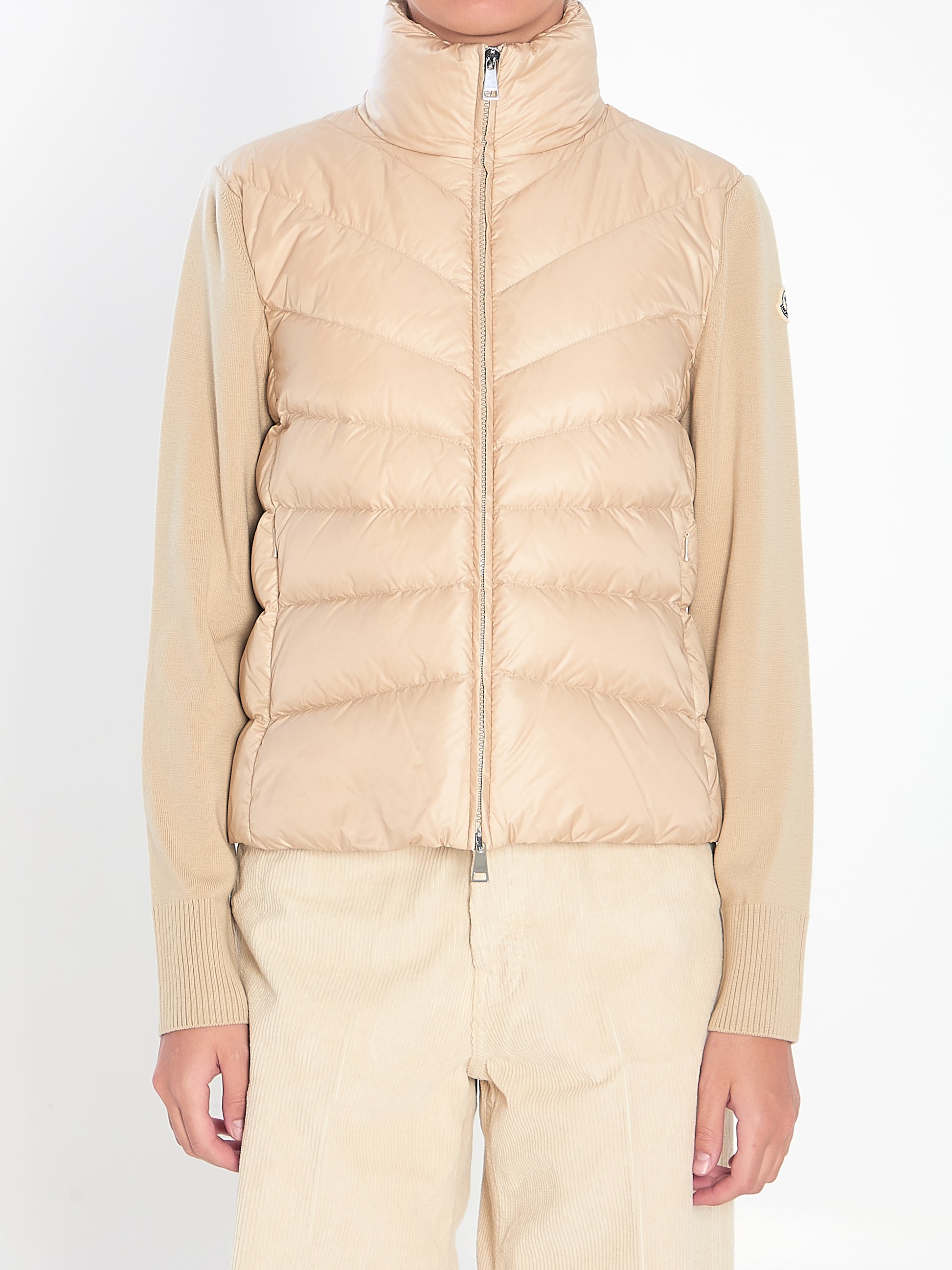 Padded wool cardigan