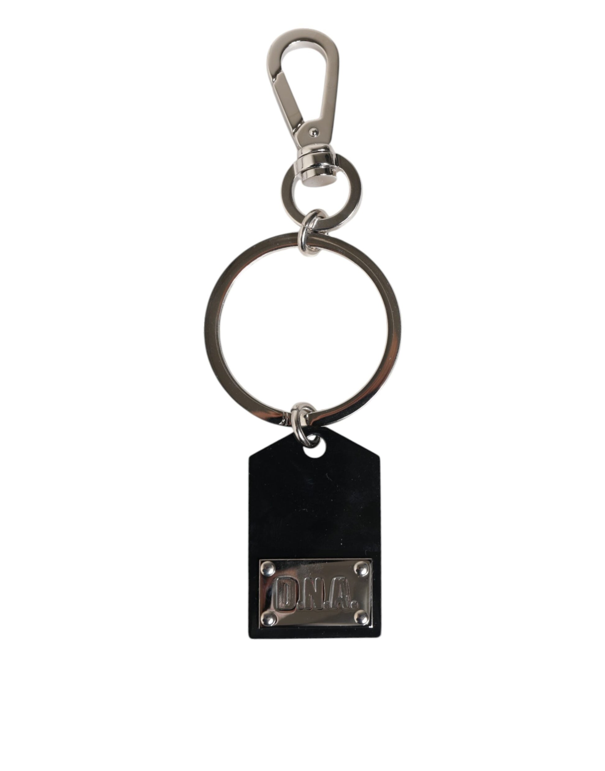 Dolce & Gabbana Black Sint Glass Plaque DG Logo Metal PlateKeychain Keyring