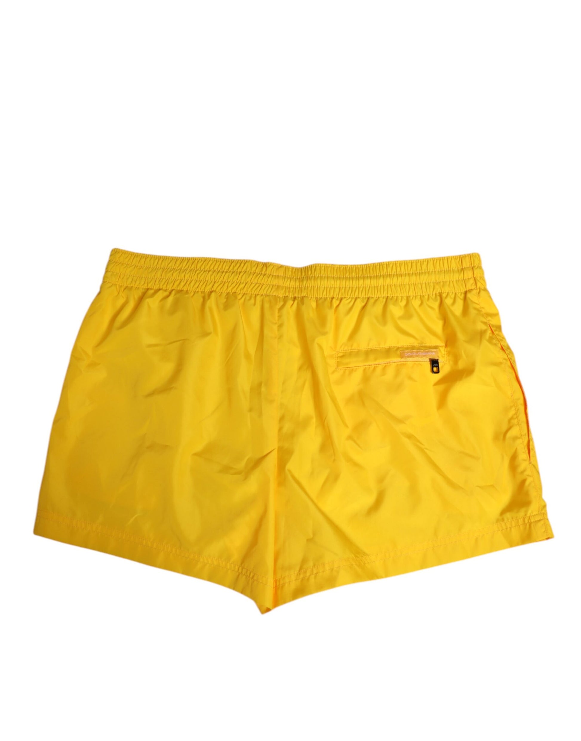 Dolce & Gabbana Yellow Nylon Logo Print Men Boxer Short Swimwear