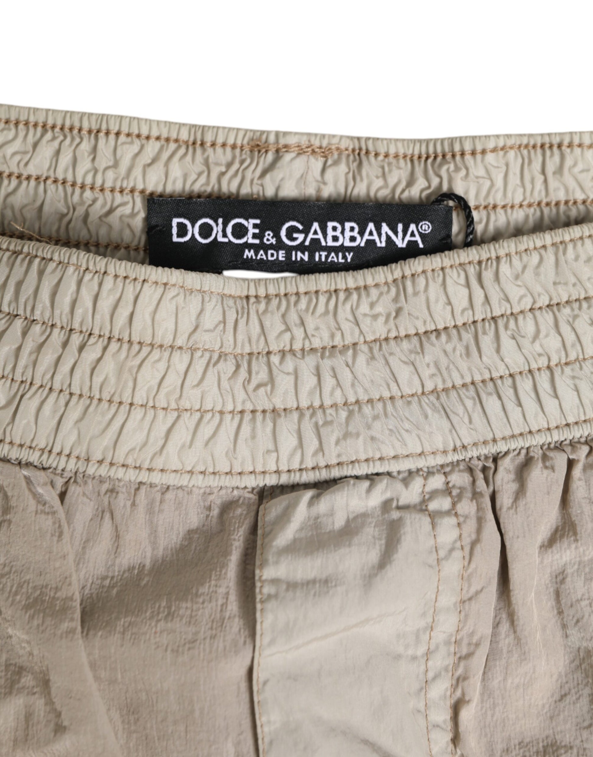 Dolce & Gabbana Beige Nylon Beachwear Men Boxer Short Swimwear