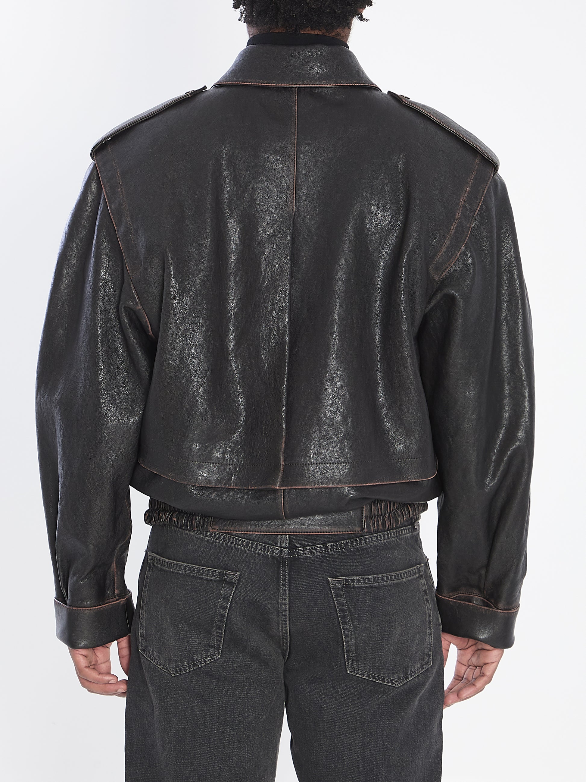 Lambskin leather bomber jacket