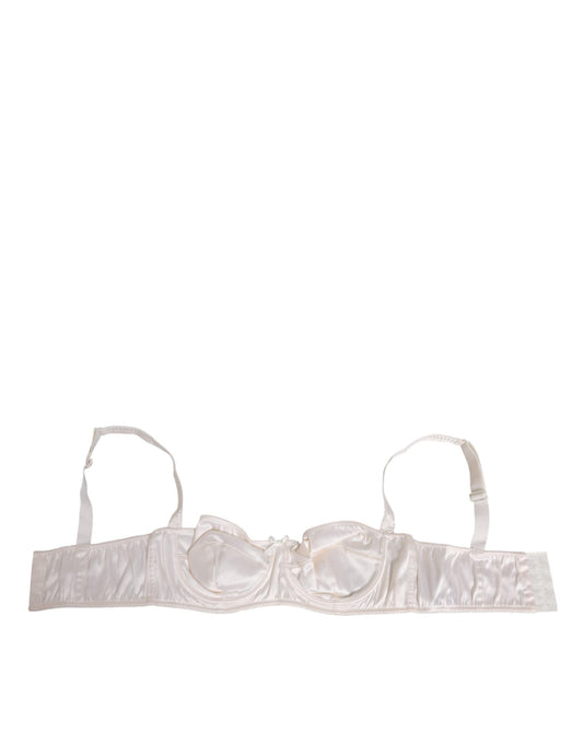 Dolce & Gabbana White Silk Satin Balconnet Lingerie Bra Underwear