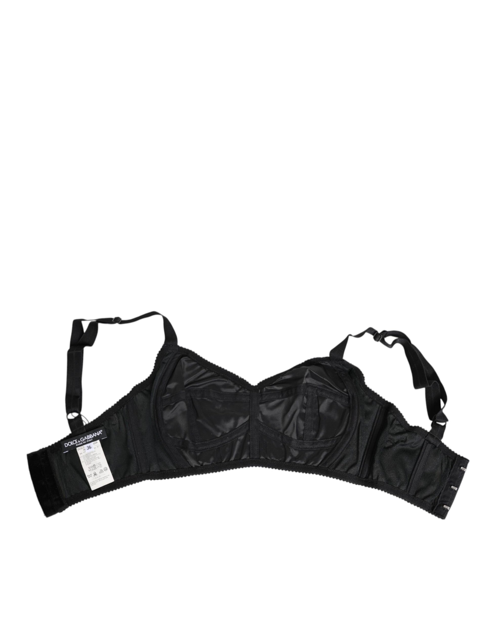 Dolce & Gabbana Black Stretch Nylon Bustier Bra Underwear