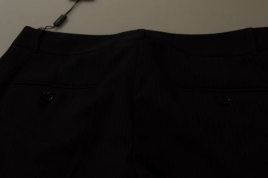 Dolce & Gabbana Black Stripes Mid Waist Trouser Pants