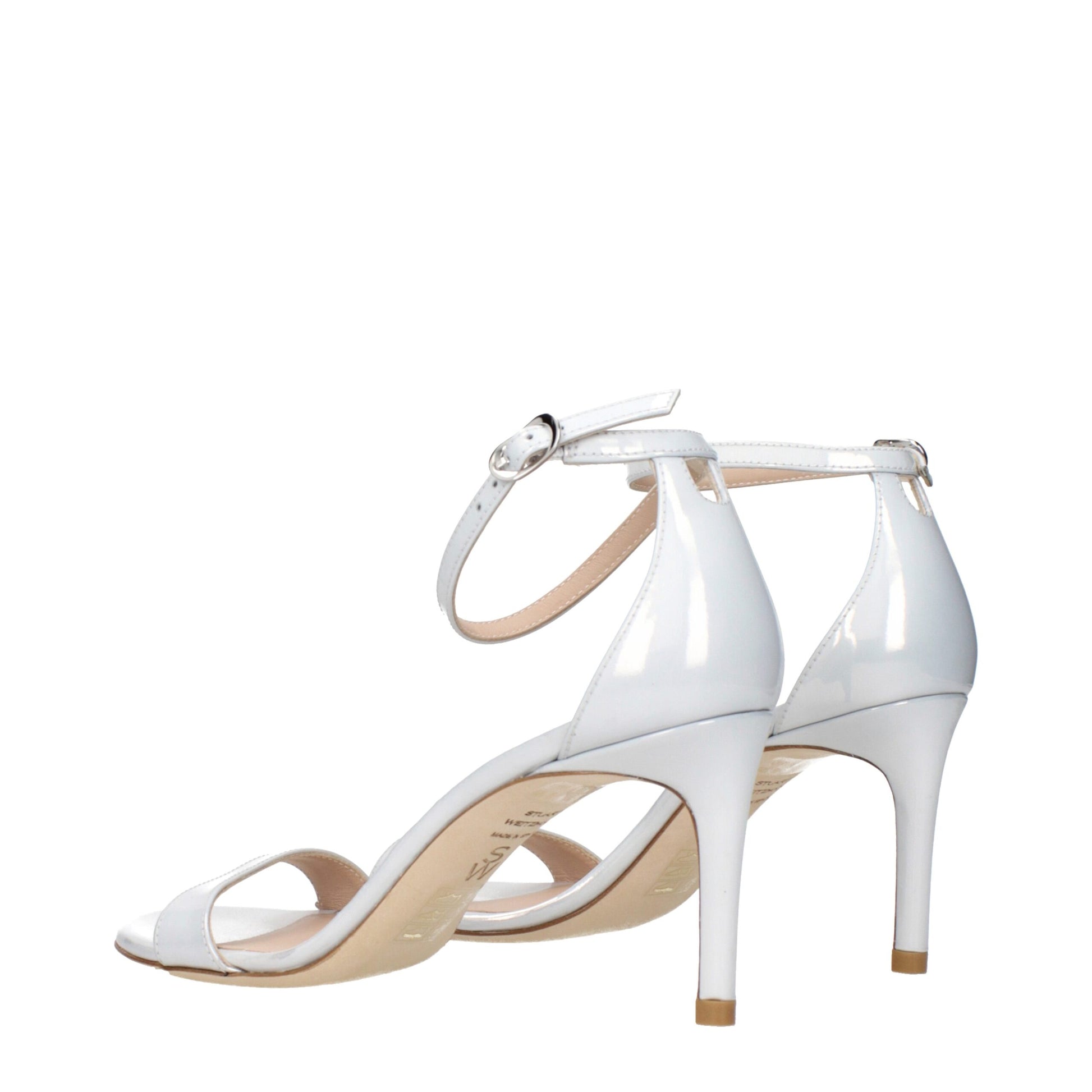 Stuart Weitzman White Leather Stiletto Heel Sandals